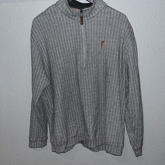 PEBBLE BEACH SPANISH BAY STRAIGHT DOWN 1/4 Zip Herringbone GOLF Sweater Jacket - Picture 1 of 12